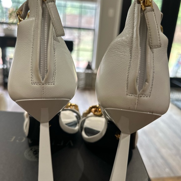 Show stopping white Lamb Leather Versace Heels - Picture 3 of 7